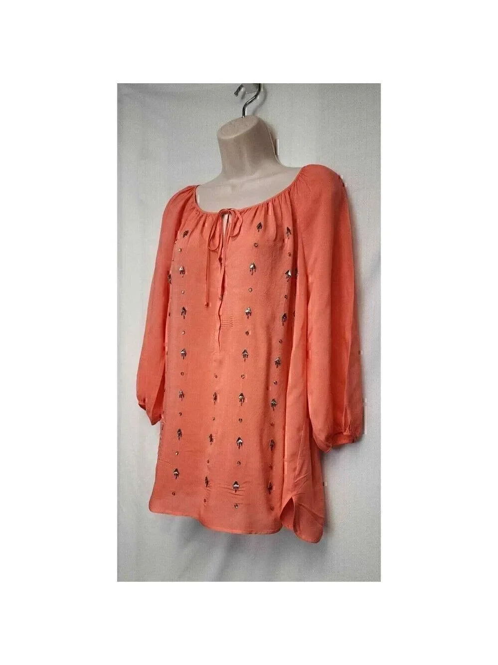 JCP JPPenny Round Neck Semi-Sheer Embellished Long Balloon Sleeve Color … - Picture 6 of 10